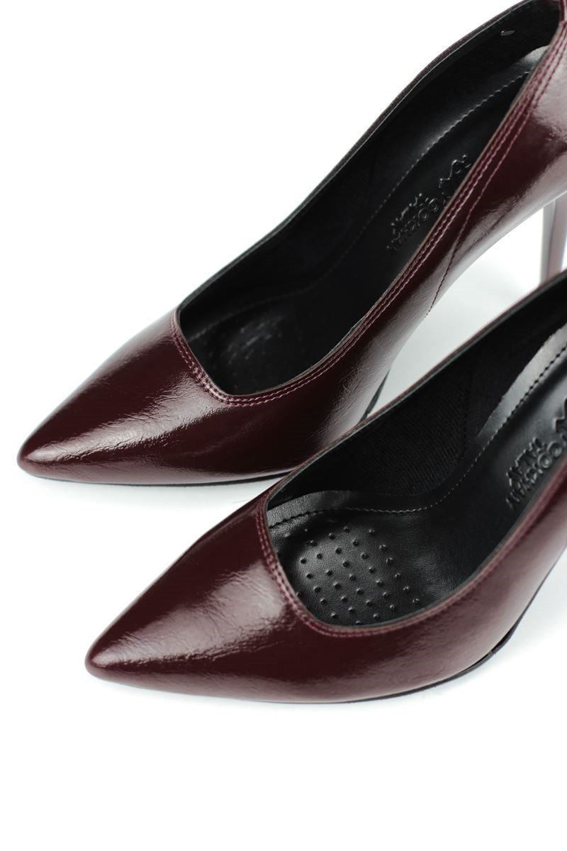 Arabella Esnek Yumuşak Kaymaz Taban (11 cm) Bordo Rugan Kadın Topuklu Ayakkabı - Görsel 6