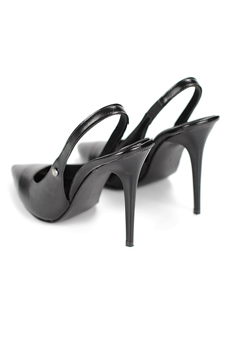 Zerina Siyah Rugan Rugan Esnek Yumuşak Kaymaz Taban İnce Topuklu (11cm) Kadın Stiletto - Görsel 5