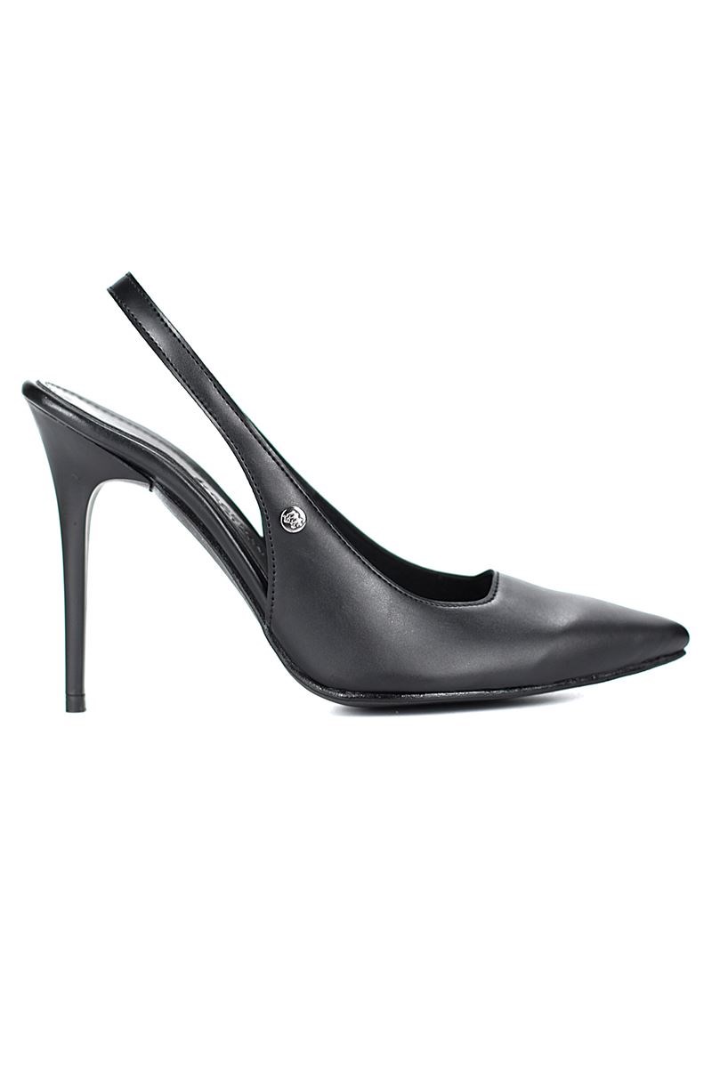 Zerina Siyah Cilt Esnek Yumuşak Kaymaz Taban İnce Topuklu (11cm) Kadın Stiletto - Görsel 3