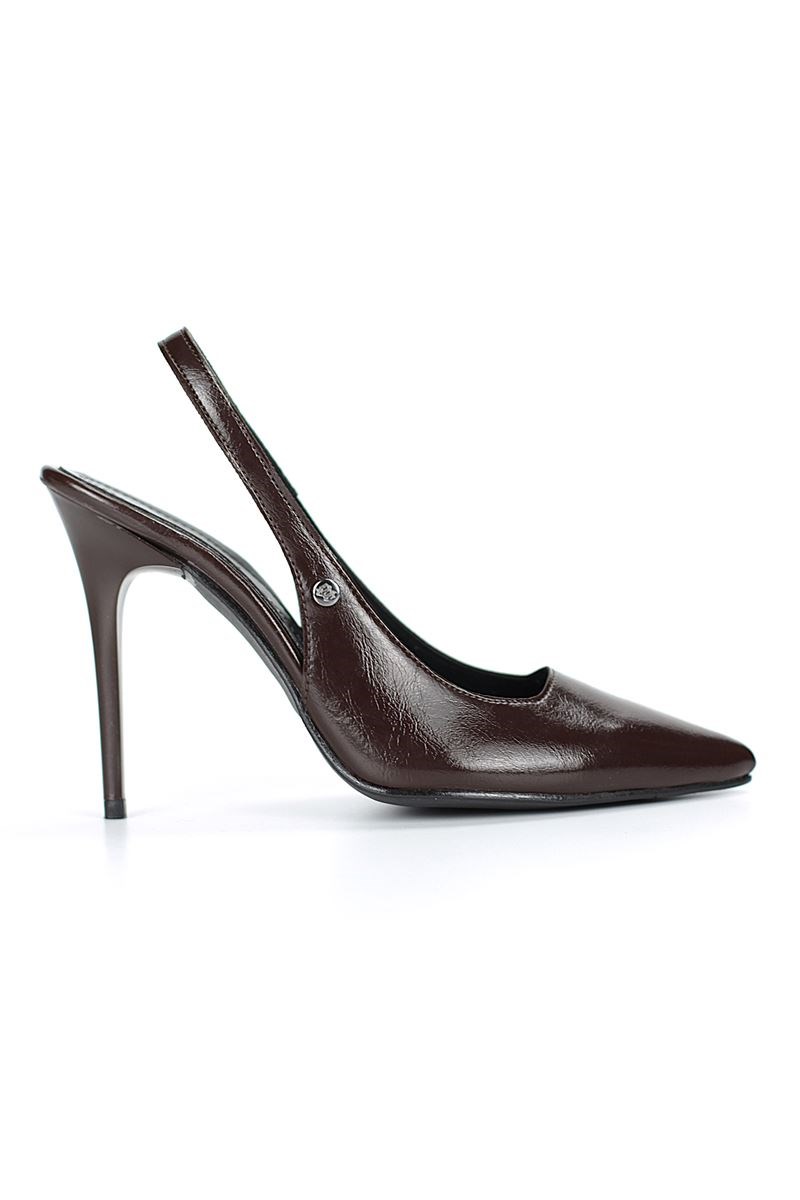 Zerina Kahverengi Rugan Esnek Yumuşak Kaymaz Taban İnce Topuklu (11cm) Kadın Stiletto - Görsel 4