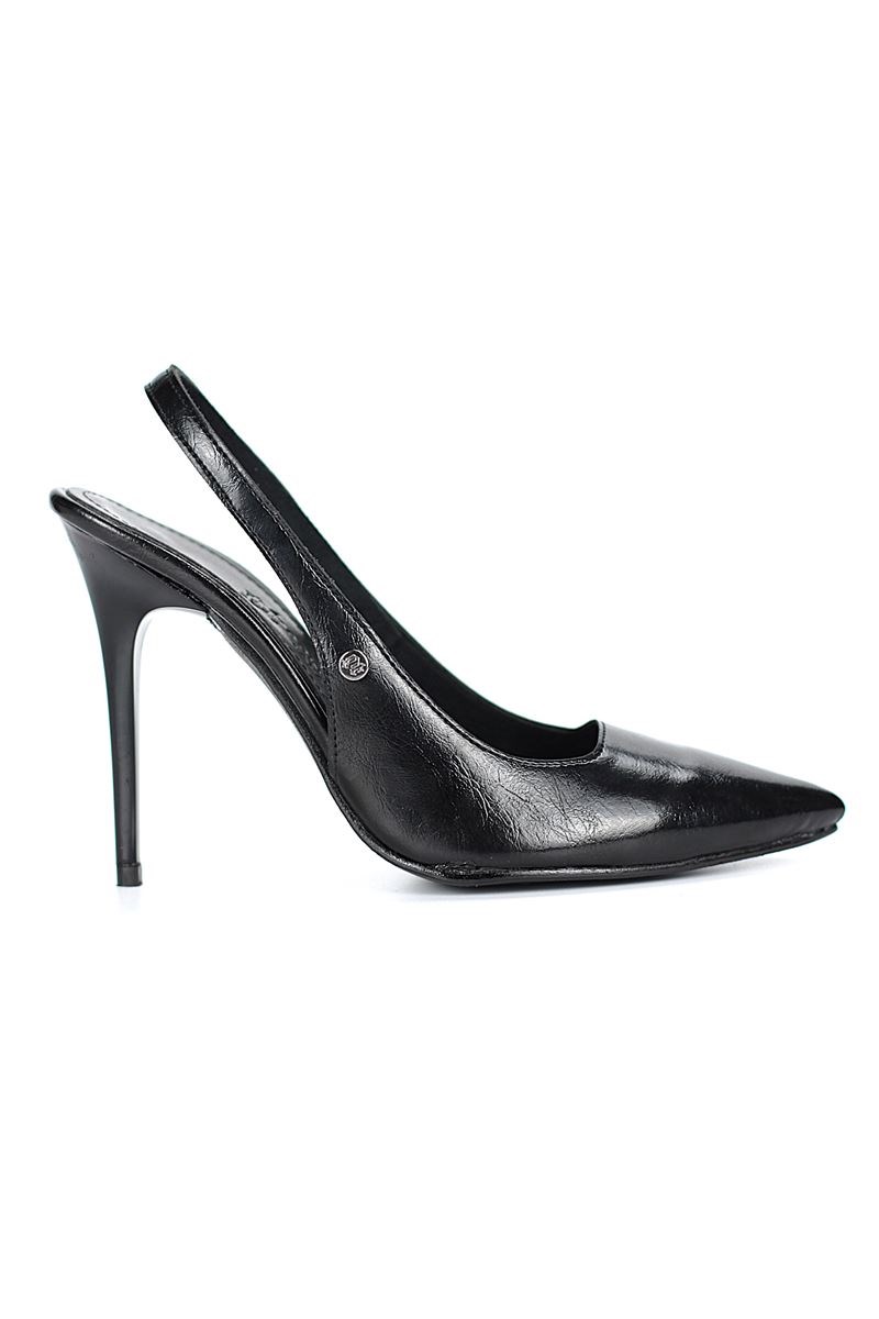 Zerina Siyah Rugan Rugan Esnek Yumuşak Kaymaz Taban İnce Topuklu (11cm) Kadın Stiletto - Görsel 4