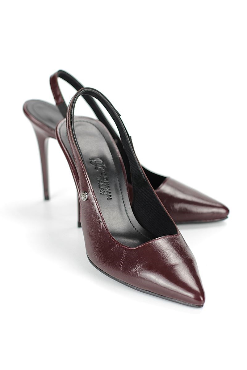 Zerina Bordo Rugan Esnek Yumuşak Kaymaz Taban İnce Topuklu (11cm) Kadın Stiletto - Görsel 3