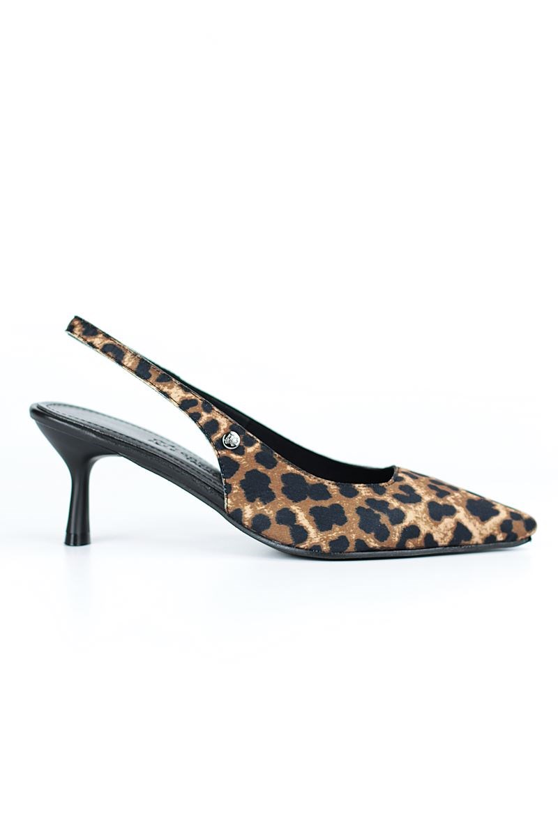 Magnolia Esnek Yumuşak Kaymaz Taban (4/6 cm) Leopar Açık Lastikli Kadın Topuklu Ayakkabı - Görsel 5