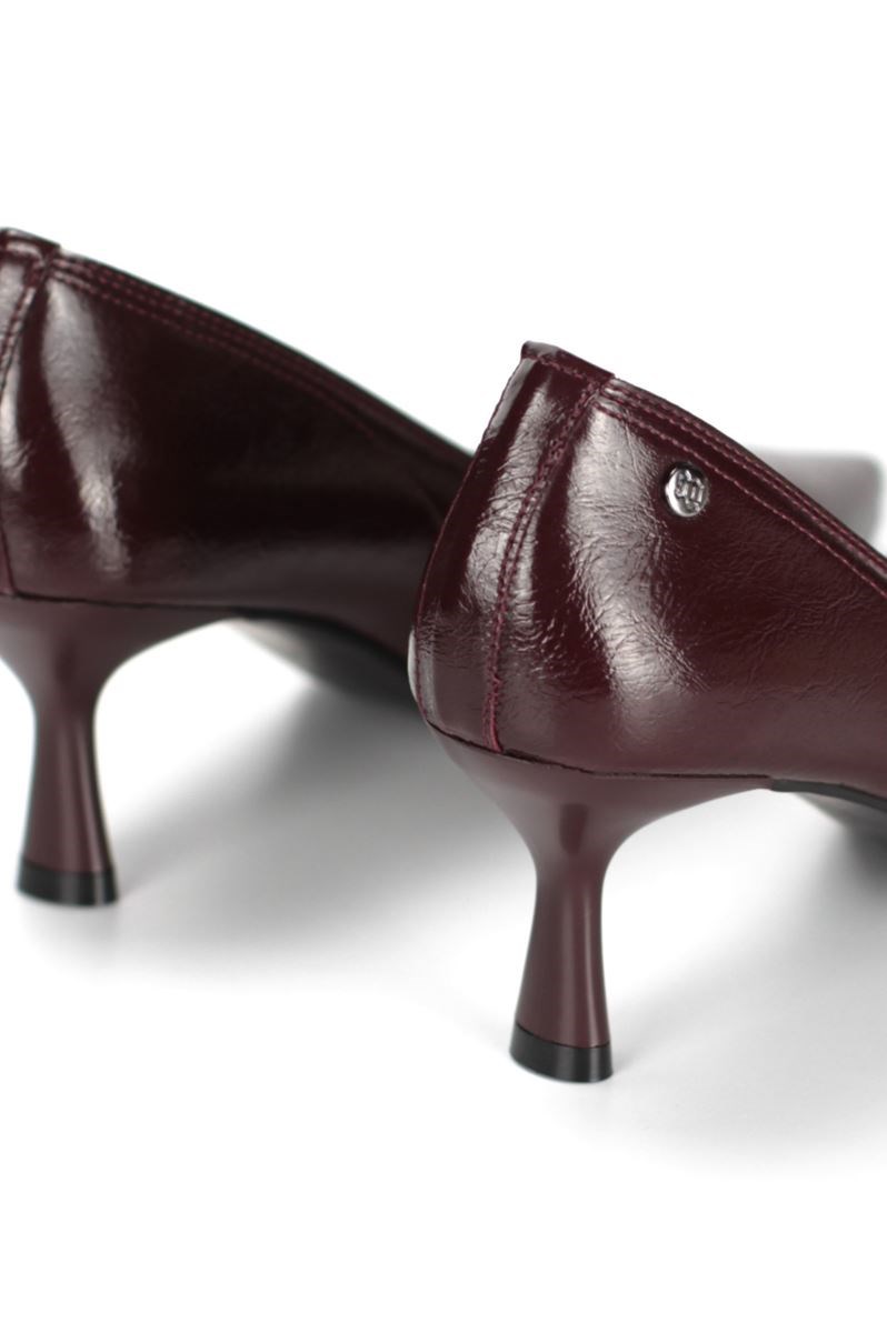 Zelia Esnek Yumuşak Kaymaz Taban (4 cm) Bordo Rugan Kadın Topuklu Ayakkabı - Görsel 5