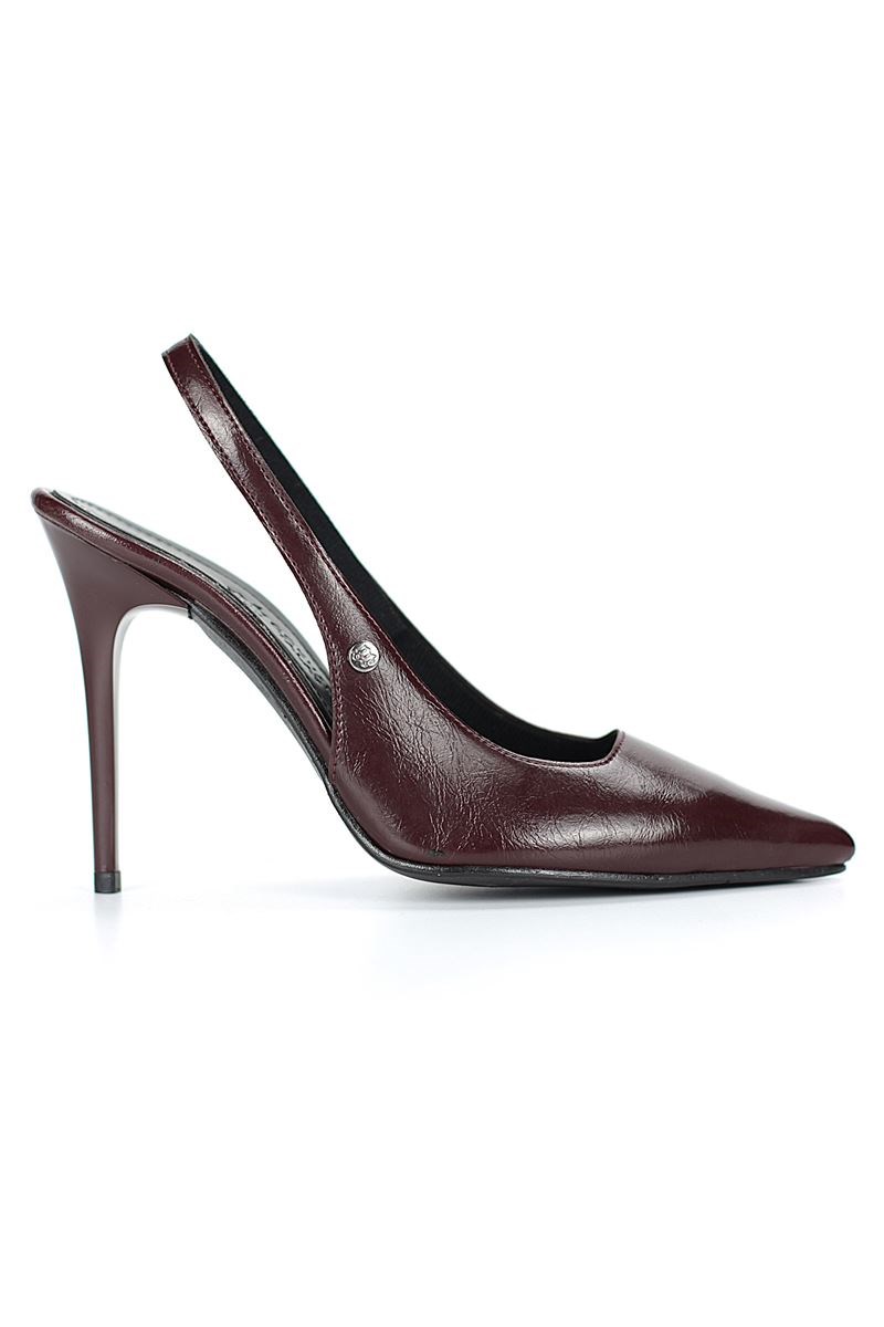 Zerina Bordo Rugan Esnek Yumuşak Kaymaz Taban İnce Topuklu (11cm) Kadın Stiletto - Görsel 4